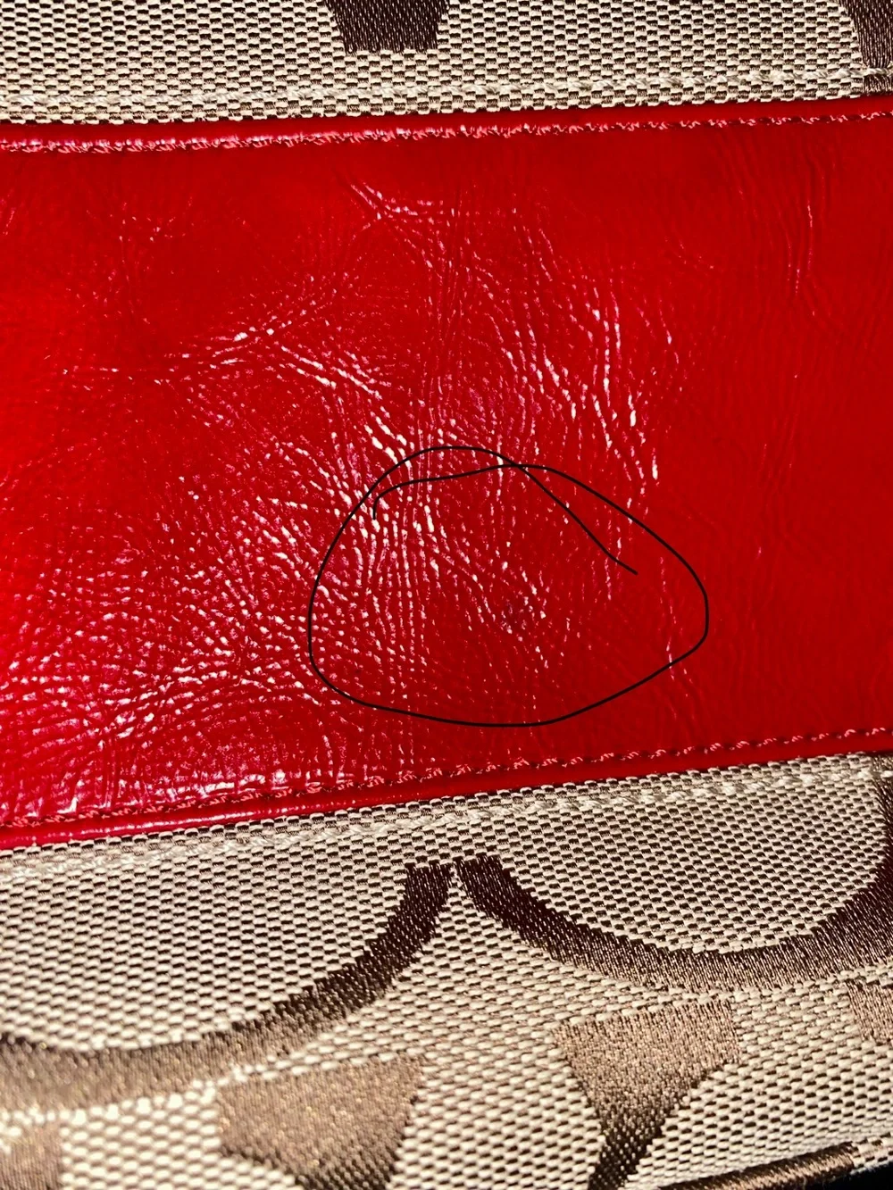 Coach Red Leather Interior Signature Tote